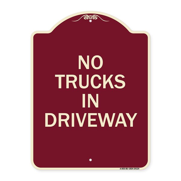 Driveway No Trucks in Driveway Heavy-Gauge Aluminum Architectural Sign, 24" x 18", BU-1824-24124